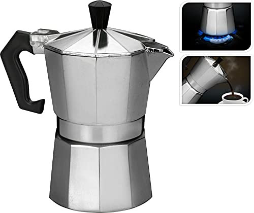ABRUS Esperesso Coffee Maker Stovetop Moka Pot Aluminum | 3 Cups Classical Silver Coffee Maker Portable Gas & Electric Stove