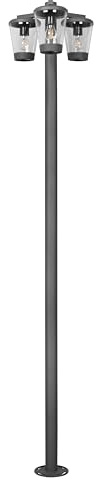 Trio Leuchten Außen Stehleuchte Cavado 411060342, Aluminium Druckguss Anthrazit, Kunststoff klar, exklusiv Leuchtmittel 3x E27