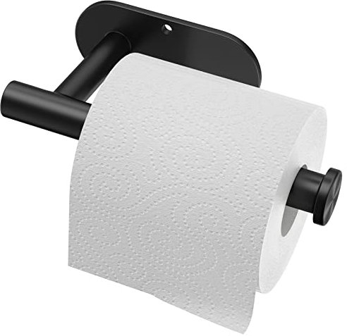 Toilettenpapierhalter Selbstklebend & Wandmontage Mit Schrauben, 304 Edelstahl Klopapierhalter, Lange Gehalten Starke Adhäsion Rollenhalter für Toilette Badezimmer Hotel (Schwarz Matt)