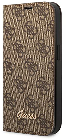 CG MOBILE Guess GUBKP14XHG4SHW Coque pour iPhone 14 Pro Max 6,7 Marron Book 4G Logo Or Vintage