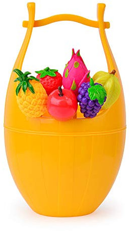 VIXPET Dessin animé 6 pièces Vaisselle Fourchette à Salade gâteau aux Fruits Fourchette à Dessert Ensemble Dessert Fruits fête Maison-Yellow