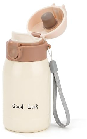 Akozon Botella de agua isotérmica de 200 ml - Mini vaso de viaje de acero inoxidable - Taza de vacío pequeña de doble pared para bebidas frías y calientes, oficina al aire libre