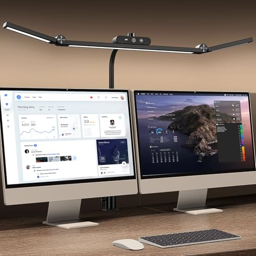 Marbosa Led Desk Lamp for Office Home, Architect Desk Lamp with Clamp, Ultra Bright Dimmable Table Light, Stepless Dimming and Tempering Desk Light for Workbench Drafting Reading Study (Black)