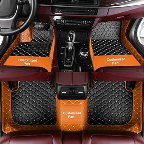 Anpassen Fußmatten für Peugeot 207 208 307 308 408 508 2008 3008 5008 Expert PU-Leder Auto Fussmatten Set Allwetter wasserdichte rutschfeste Teppich?Orange und Schwarz?