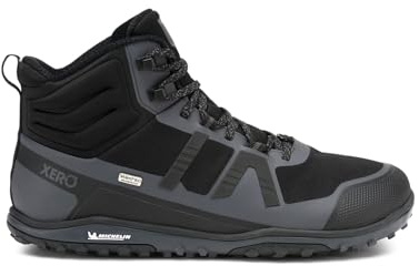 Xero Shoes Barefoot Hiking Shoes for Men | Scrambler Mid Hiking Boots | Zero Drop, Wide Toe Box, Minimalist Men's Hiking Shoes, Black/Asphalt, 4.5 UK
