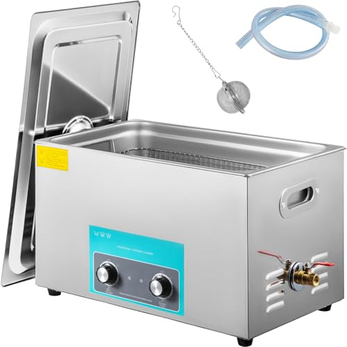 VEVOR Pulitore a Ultrasuoni 22 L Macchina Pulitrice a Ultrasuoni Controllo con Manopola in Acciaio Inossidabile 304, con Temporizzatore Riscaldatore per Gioielli, Orologi, Occhiali, Strumenti Dentali