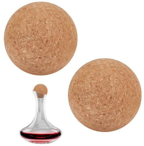 OLYCRAFT 2pcs 8 cm tappo a sfera in sughero in legno per decanter vino caraffa sostituzione bottiglia BurlyWood vino palla di sughero sferico tappo per bottiglia di vino a bocca larga accessori per