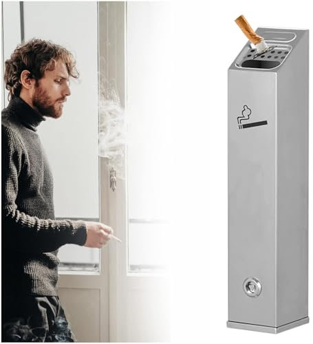 GUODDM Wand Aschenbecher - Wandaschenbecher Für Draußen, Edelstahl Outdoor Zigaretten-Aschenbecher Creative Public Smokeless Outdoor Ash Tray Smoking Receptacles Abschließbar