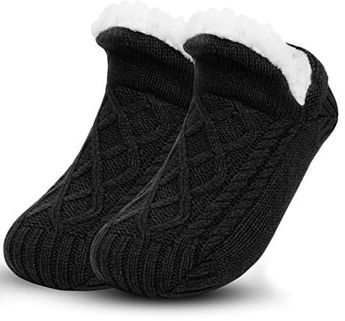 Backche Unisex Fluffy Fuzzy Warm Slipper Socks for Men Women, Thick Fleece Lined Non-Slip Socks Indoor Floor
