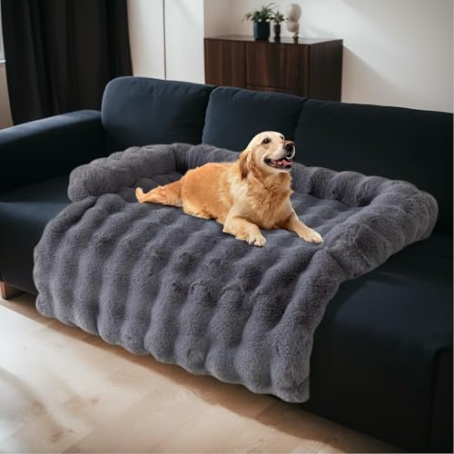 TOPCHANCES Orthopädisches Hundebett Grosse Hunde - 90x90x13cm,Waschbar Hundekissen Flauschig,Für Mittlere Hunde,rutschfest Hundebetten,Haustier Sofa Matte,Dunkelgrau
