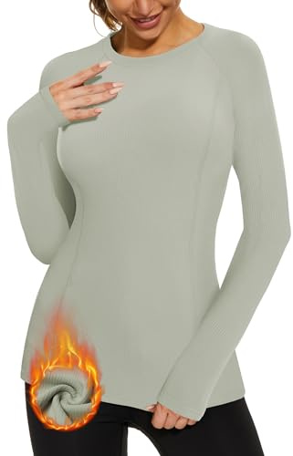 Soneven T-shirt fonctionnel à manches longues pour femme - Sous-vêtement thermique femme - Sous-vêtements chauds - Haut de sport - T-shirt à manches longues pour femme - Pull d'hiver - T-shirt de