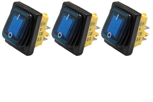 HEBEOT 3 x wasserdichte Wippschalter PA66 Nylon 4P 30A 12V Marine Wippschalter für Autos, Wohnmobile, Schiffe, Haushaltsgeräte (blau)