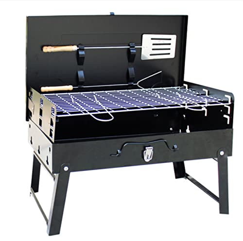Grille de barbecue pliable en acier inoxydable pour pique-nique en plein air avec brochettes incluses