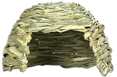 Grashaus Für Meerschweinchen | Natürlich Getrocknetes Gras Heuhaus | Handgewebte Strohhütte | Faltbare Betthütte | Kaninchenhaus Stall Grashaus Für Meerschweinchen | Spielhaus Für Chinchillas Hamster