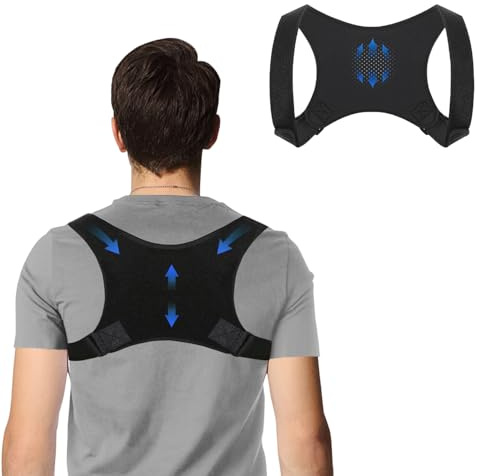 WVWMYM Correttore Posturale Spalle Schiena, Postura Schiena Uomo Donna Regolabile Traspirante Busto Correttore Posturale per Prevenzione del Dolore Alla Spalla e Alla Fascia Posturale(Grigio, S-M)