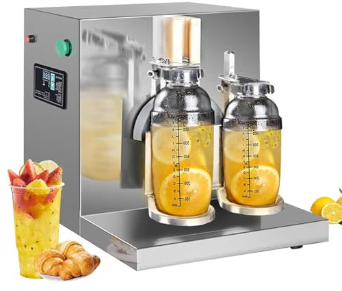 Electric Milkshake Maker - Automatic Bubble Tea Shaker Machine with Digital Timer (1-120 Seconds) - Stainless Steel Double Frame Cocktail & Drink Mixer
