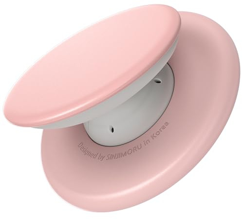 Sinjimoru Magnetic Phone Grip for MagSafe, Soft Silicone, Pink | M-Tap Tok, 3000G magnetic strength, soft silicone finger grip, one-touch fold, fits iPhone 17-12