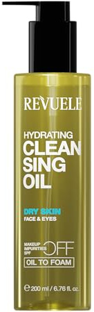 Revuele Feuchtigkeitsspendendes Reinigungsöl – Sanfte Öl-zu-Schaum-Formel mit Jojobaöl, Süßmandelöl, Hyaluronsäure & Panthenol, 200 ml