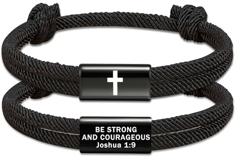 ESPVO Cross Bracelet for Men Boys Teen Gifts Christian Kids Religious Catholic Baptism Stocking Stuffers Jesus Prayer Jewelry Christmas Joshua 1 9 Ideas Tween Year Old Confirmation