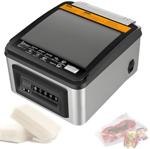 Feiphla Chamber Vacuum Sealer,Professional Sealing Width,Food Sealer with Cutter, LED Display,Armoured Glass Lid,for Home and Commercial Use