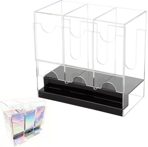 Dreuhuing Booster Pack Distributeur – Boîte de Rangement pour Cartes Booster à 3 emplacements | Boîte de Rangement en Acrylique pour Collection de Stockage, Distribution de Bureau, Maison