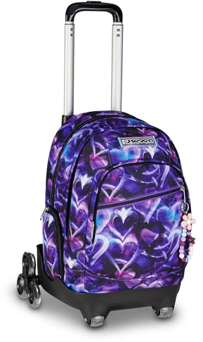 Seven Comby Schultrolley mit 8 Rädern, Lovepass, Violett, 31 l, zerlegbar, Verwendung als Rucksack, Mehrzweck-Taschen, Laptoptasche, faltbare Struktur, Teleskopstange, Grund- und Mittelschule, Mädchen