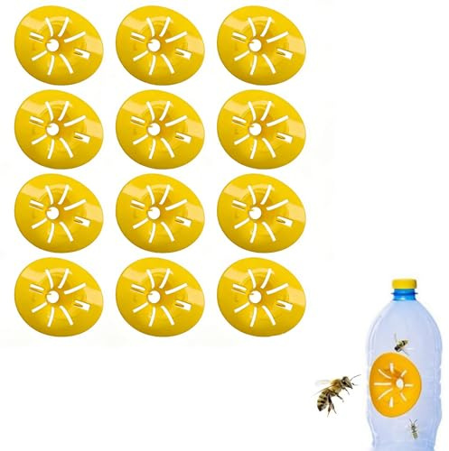 Mnrkaoic Wespenfalle Wiederverwendbar Gelbe Hornissenfalle Insektenfalle aus Kunststoff für Flaschen Ideal für Garten Balkon Terrasse Outdoor Schutz (12PCS)