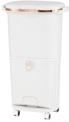 RELAX4LIFE Pattumiera Differenziata con 3 Secchi Rimovibili, Pedale, Ruote e Ganci Laterali, Cestino Salvaspazio per Cucina,Bagno (BIANCO, 38L 3 Scomparti Monocoperchio)