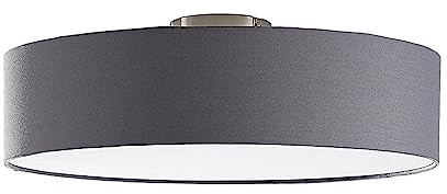 Lindby Textil Deckenleuchte rund 50 cm, Deckenlampe Stoff grau 3x E27 max. 11W ohne Leuchtmittel Schlafzimmerlampe Wohnzimmerlampe