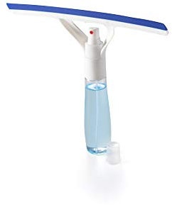 Addis Window, Glass Squeegee With Built In Spray System And Bottle, White Blue