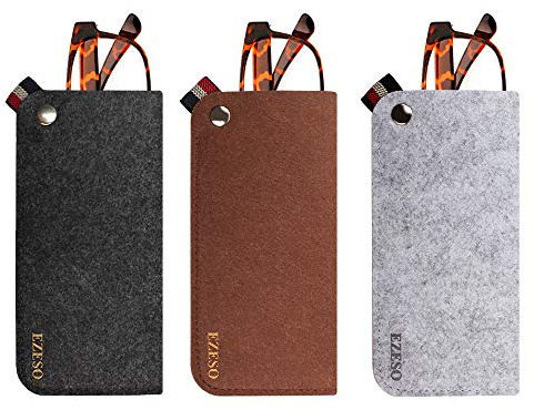 EZESO 3 Stück Filz-Aufbewahrungstasche für Brillen, Sonnenbrillen, tragbare Tasche, weiche Einstecktasche, Brillenetui