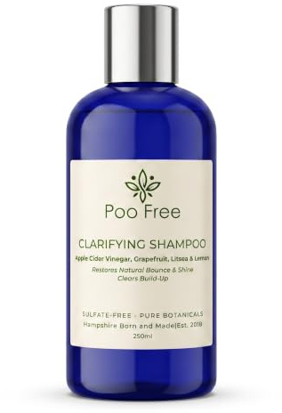 POO FREE Shampooing Clarifiant 250ml - Vinaigre de Cidre & Pamplemousse | Shampooing clarifiant 99% naturel au vinaigre de cidre et pamplemousse. Sans sulfate, pH 5.5. Flacon 250ml.
