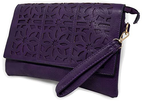 Emila Pochette viola elegante donna cerimonia borsa clutch da ragazza con tracolla borsetta signora matrimonio per comunione x cresima a mano busta sera giorno party Viola autunno inverno 2025 2026