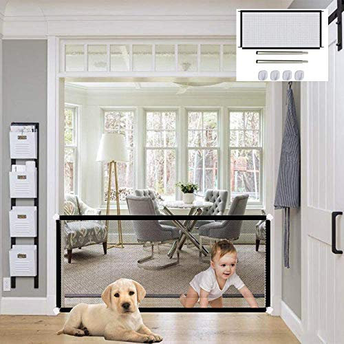 Hunde Türschutzgitter Treppenschutzgitter, Hundeschutzgitter, Sicherheitsgitter für Hunde, Hundetürschutz Hundebarrieren Treppentor für Haustiere, Baby Absperrgitter ausziehbar & faltbar,110 x 72 cm