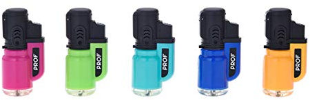 PROF Briquet Tempête Chalumeau Torche Capuchon - Rechargeable gaz - Réglable Couleur Aléatoire Selon disponibilité