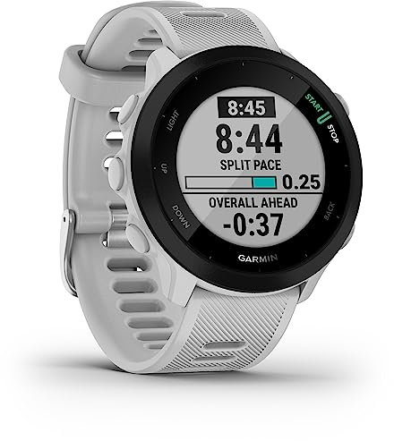 Garmin Forerunner 55, GPS Running Watch with Daily Suggested Workouts, Up to 2 weeks of Battery Life, White
