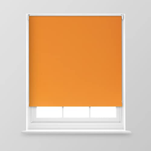 Trimmable Blackout Roller Blind - 6FT - ORANGE - 180cm(W) x 170cm(L) | Polyester Thermal Blackout Roller Blind with Trim-To-Size Fit, Blocks Light, Retains Warmth, Ideal for Bedrooms & Lounges