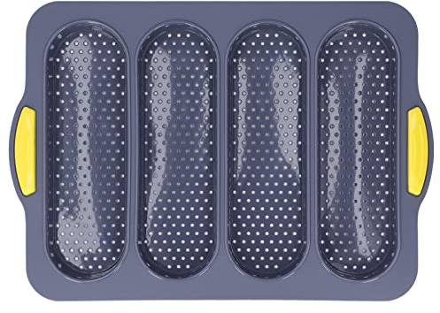 Molde para, 4 Ranuras, Fácil Desmoldar, Buena Flexibilidad, Aislado, Bandeja para Hornear Pan para Cocina(Gris claro)