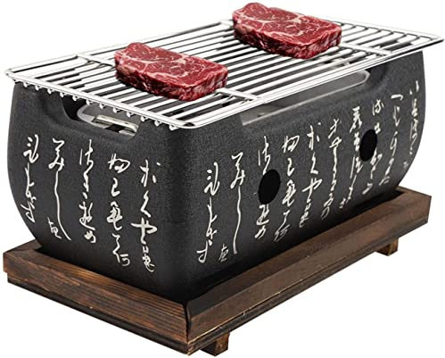 Ecoodisk Japanischer Yakiniku Grill, tragbarer Grillherd wärmeresistenter japanischer Holzkohleofen, unabhängiger Kohlenstoff-Trog, für Haushalt, Yakiniku, Robata, Yakitori, Takoyaki und Grill