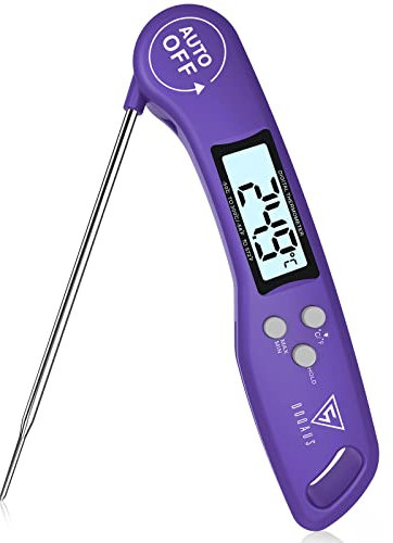 DOQAUS Termometro Cucina Digitale con Lettura Istantanea e Pieghevole Sonda Lunga, Termometro da Cucina Carne con Retroilluminazione, ON/Off Auto per Carne Barbecue Olio Latte Dolci Vino(Porpora)