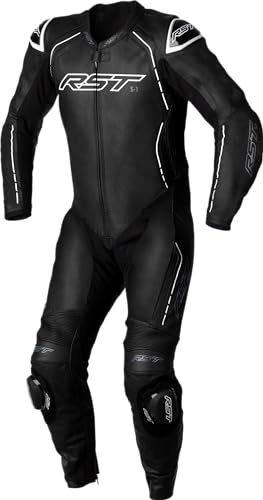 RST S1 CE Mens One Piece Leather Suit - Black/White 48