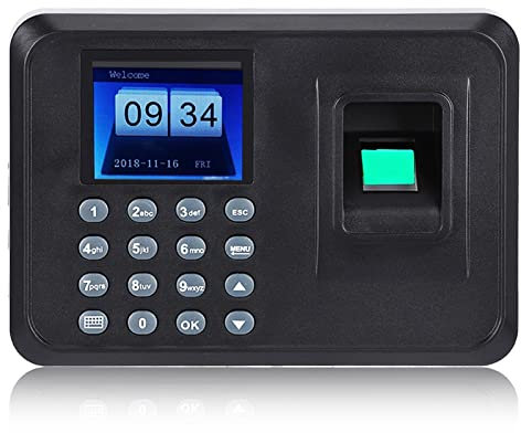 Zeiterfassung Zutrittskontrollmaschine 2 4-Zoll-Fingerabdruck-Anwesenheitsmaschine Mitarbeiter-Anwesenheitsrekorder Fingerabdruck-Stechuhr für das Firmenbüro(EU-Stecker)