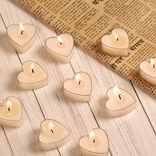 PROSPERRO LUMO by Parkash Candles Lot de 10 bougies chauffe-plat parfumées en forme de cœur pour décoration d'intérieur (blanc – jasmin), cire parfumée