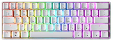 GK61 Mechanical Gaming Keyboard - 61 Keys Multi Color RGB Illuminated LED Backlit Wired Programmable for PC/Mac Gamer (Gateron Optical Brown, White)