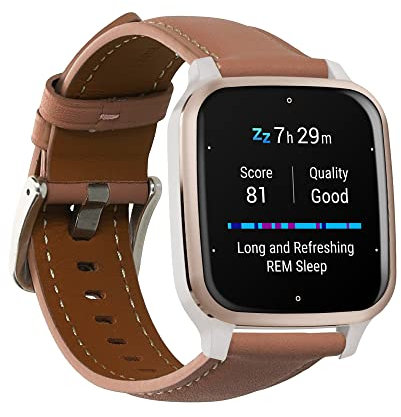 kwmobile Real Leather Watch Strap Compatible with Garmin Venu Sq 2 Music/Sq 2 / Vivoactive 6 / Vivoactive 5 - Fitness Tracker Replacement Sports Wristband with Clasp