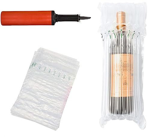 Tomuvpzn 15PCS weinflaschen verpackung Anti-Schock Aufblasbare Luftsäule Air Column Bubble Wiederverwendbare flaschenschutz Reise Aufblasbare Luftsäule Flaschenverpackung Mit Luftpumpe Zufällige