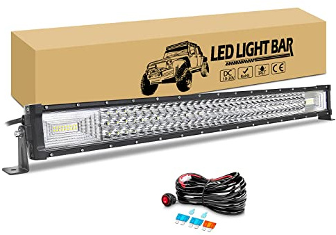 RIGIDON 81cm 405W Led Arbeitsscheinwerfer Bar mit 12V Kabelbaum, Led lichtbalken Zusatzscheinwerfer Auto Offroad Beleuchtung Lampe für 4x4 Traktor LKW Pkw Kfz Truck SUV ATV UTV Nebelscheinwerfer