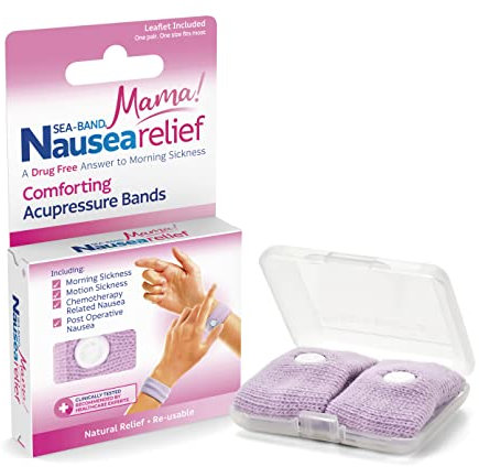 Sea-Band Mama! Travel & Motion Sickness, Nausea and Morning Sickness Relief Acupressure Wristbands (Lilac), 1 Pair