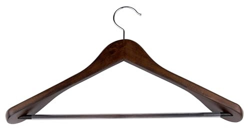 alpina Grucce appendiabiti in legno, 1 pezzo, con spalle larghe e antiscivolo, 44 x 23,5 x 5,8 cm, adatto per 2 vestiti, organizer per vestiti, colore marrone