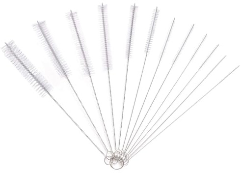 Senshuomy 12 Pcs Cleaning Brush Set, Bottle, Straw, Pipe, Nylon Bristle Brushes, White